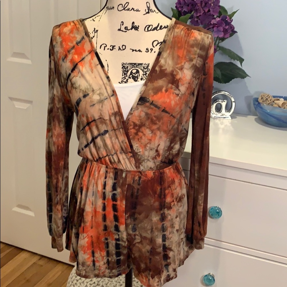 Audrey 3 + 1 Long Sleeve Tie Dye Romper